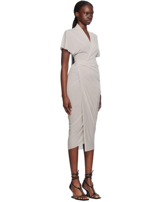 Rick Owens Black Off-white Wrap Midi Dress