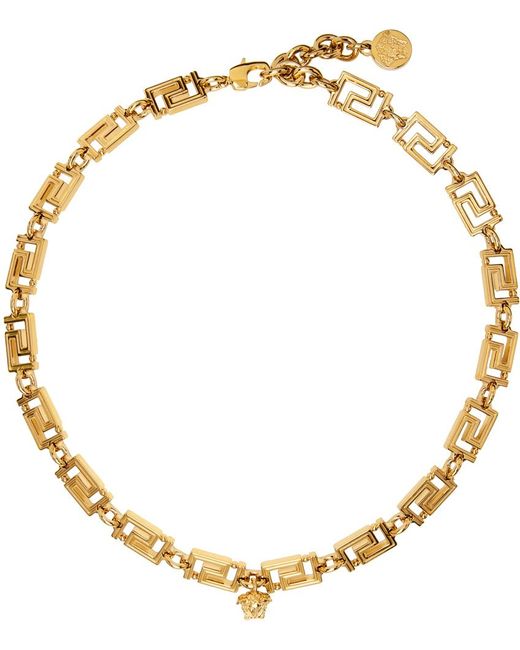 Versace Metallic Gold Greca Necklace for men