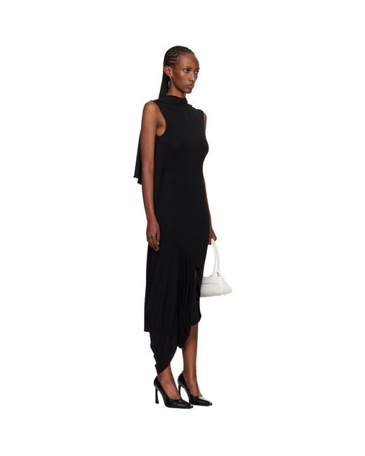 MARINE SERRE Black Draped Jersey Sleeveless Open-Back Maxi Dress