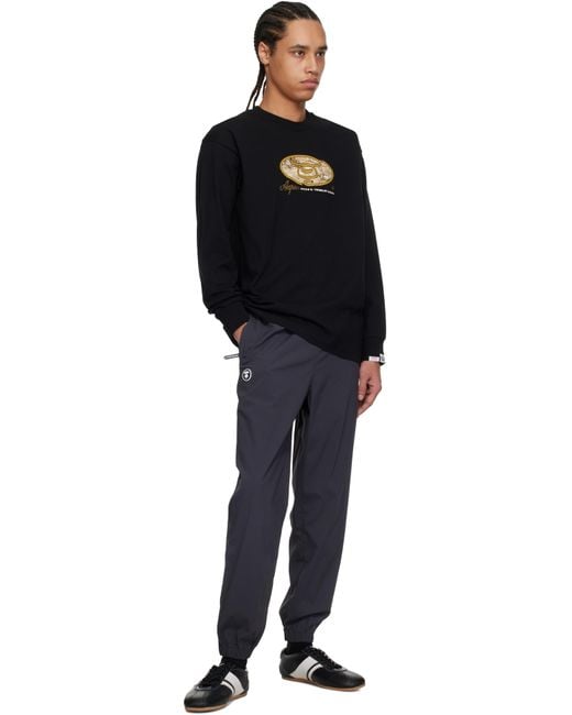 Aape By A Bathing Ape Black 'Aape' Theme Main Long Sleeve T-Shirt for men