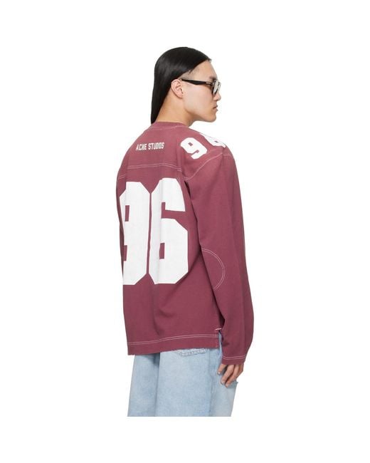 Acne Red Burgundy Logo Jersey T-Shirt for men