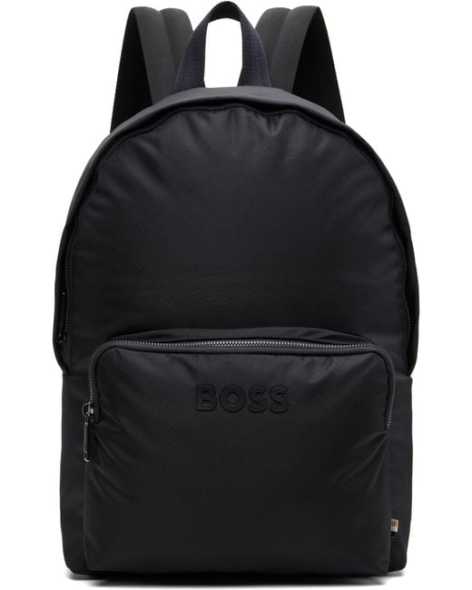 メンズ Boss ネイビー コントラストロゴ バックパック Black