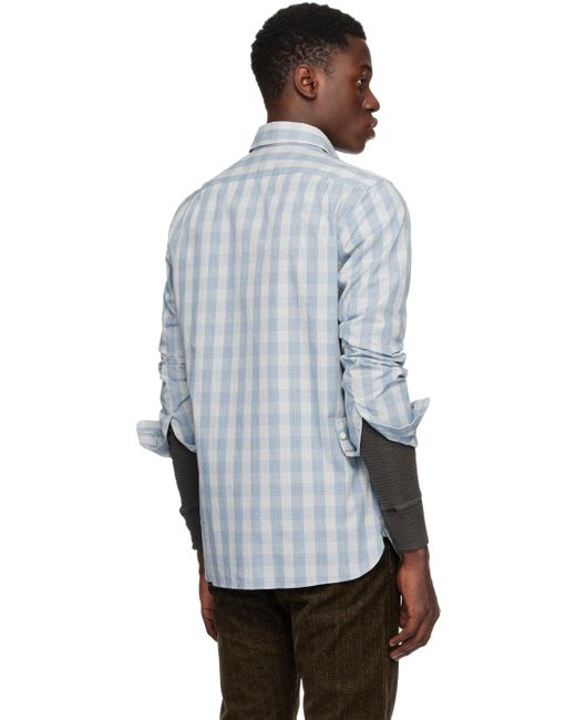 Chemise bleu et blanc cassé à carreaux RRL pour homme en coloris Gray