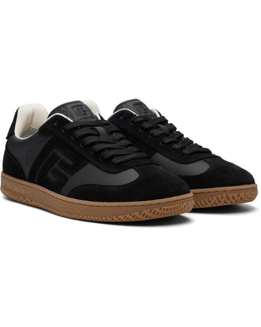 Balmain Black Suede & Smooth Leather Swan' Sneakers for men
