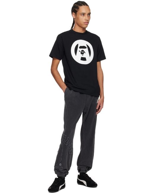 A Bathing Ape Black Stencil Circle Ape Face T-Shirt for men