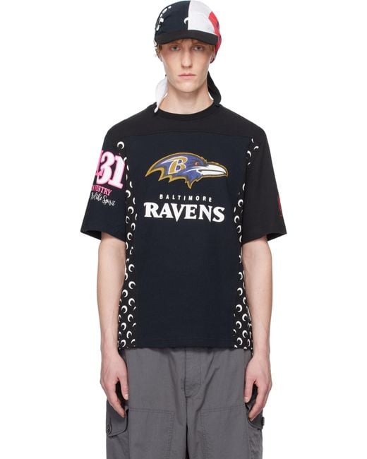 MARINE SERRE Black Regenerated Graphic T-Shirt for men