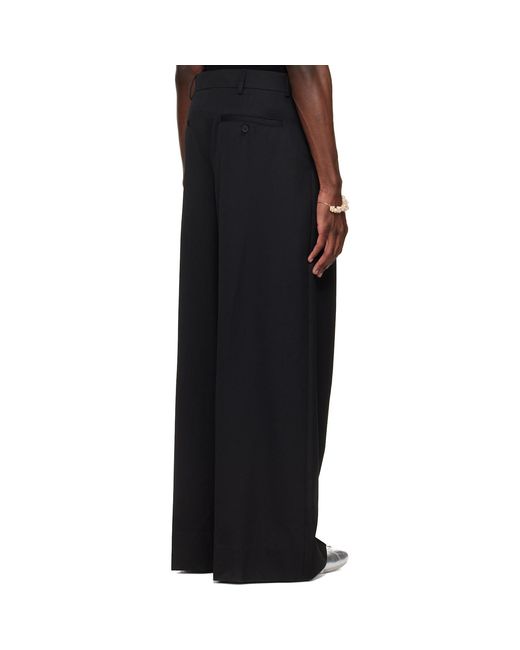 Simone Rocha Black Wide Leg Belt Loop Tab Trousers for men