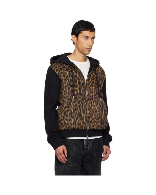 Lanvin Black Zipped Faux-Fur Hoodie for men