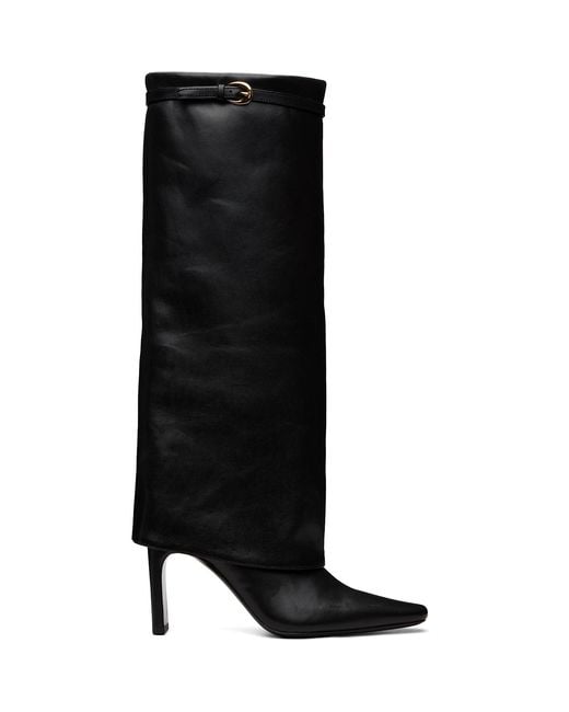 Staud Black Wally Foldover High Heel Boots