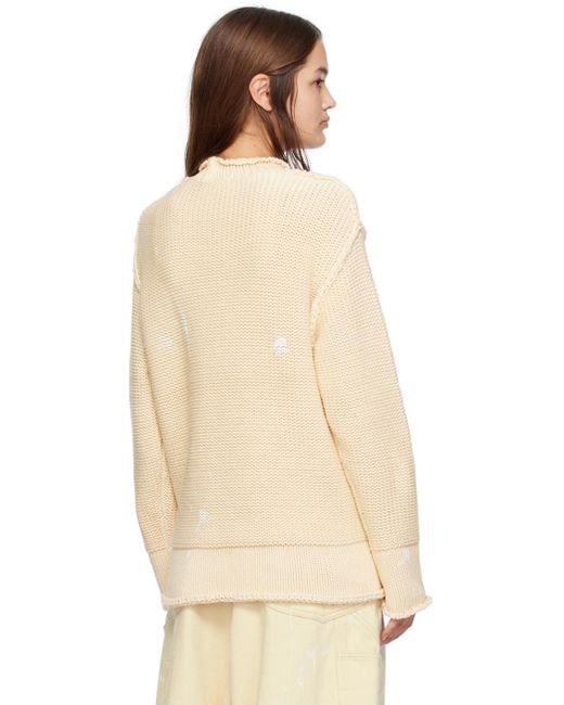 R13 オフホワイト ロールエッジ セーター Natural