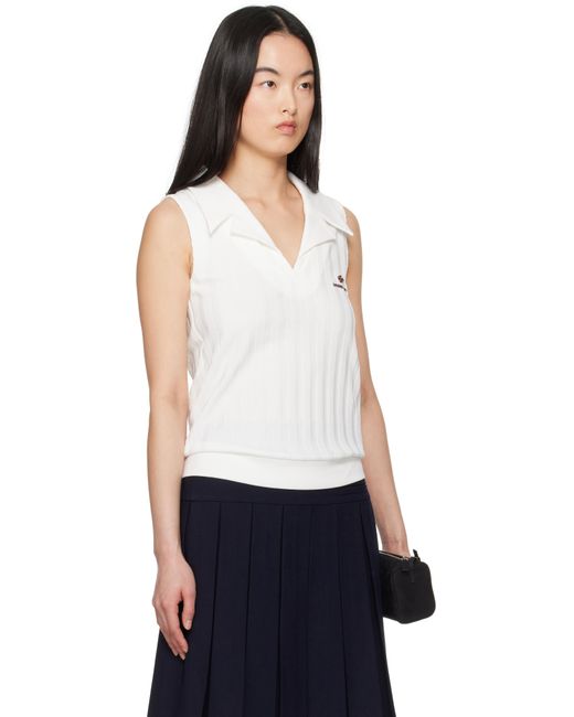 ShuShu/Tong White Striped Knit Sleeveless Top