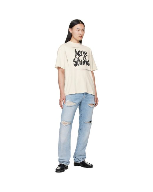 Acne Multicolor Off- Gothic Logo T-Shirt for men