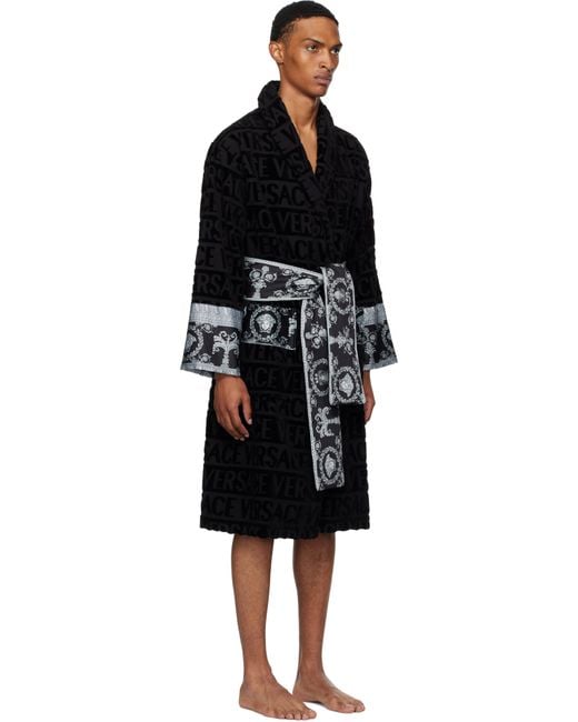 Versace Black 'I Heart Baroque' Bathrobe for men