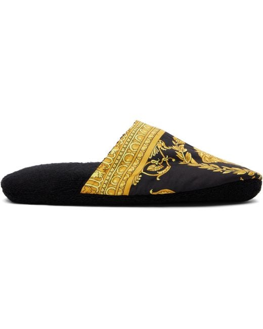 Versace Black 'I Heart Baroque' Slippers