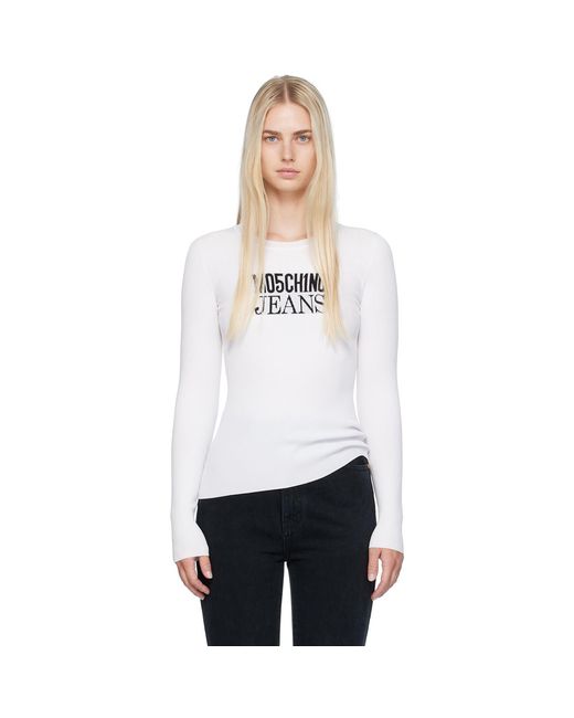 Moschino White Crewneck Sweater
