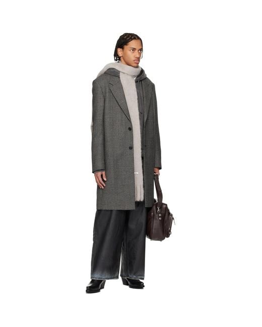 Acne Black Single-Breasted Wool Coat for men
