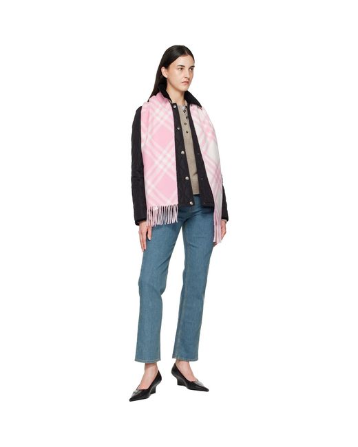 Burberry Pink Check Cashmere Scarf
