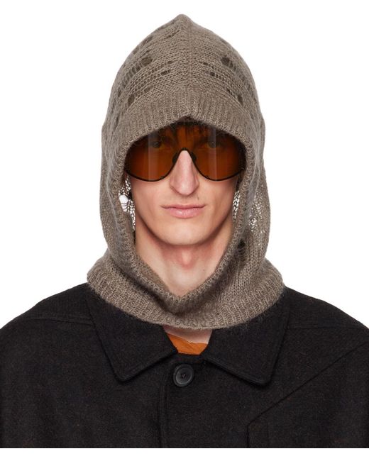 Bonnet de style capuche gris en tricot Rick Owens pour homme en coloris Brown