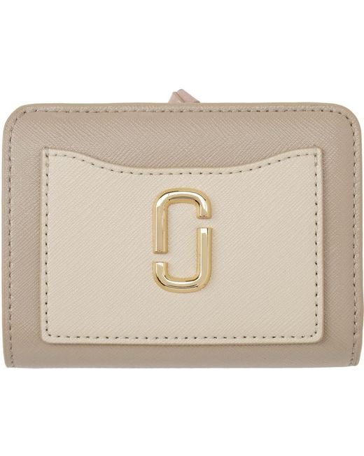 Marc Jacobs Natural Off-white & Taupe 'the Utility Snapshot Mini Compact' Wallet