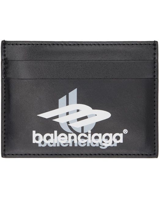 Porte-cartes noir à logo imprimé Balenciaga pour homme en coloris Metallic