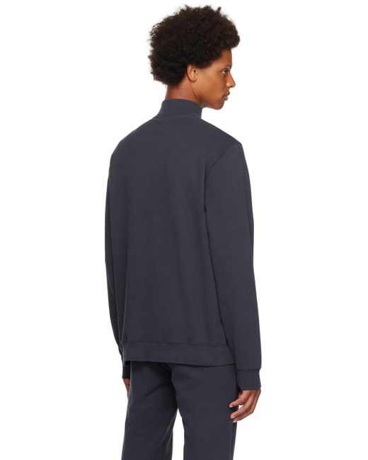 Sunspel Black Navy Half-zip Sweatshirt for men