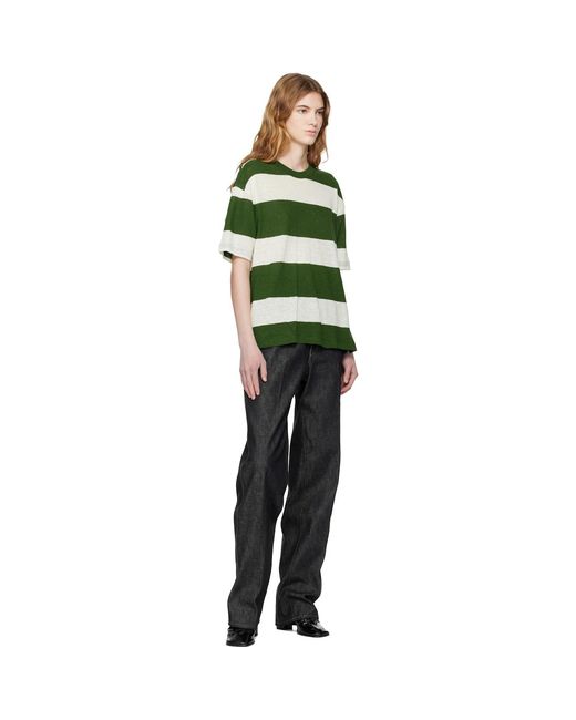 YMC Green Off- Triple Stripe T-Shirt