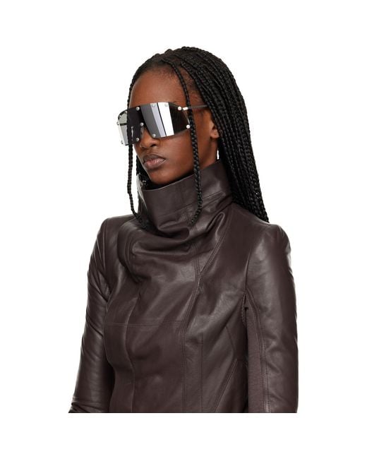 Rick Owens Black Temple Shielding Sunglasses