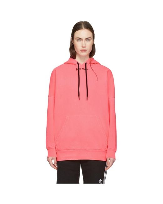 Palm Angels logo-embroidered drop-shoulder hoodie - Pink