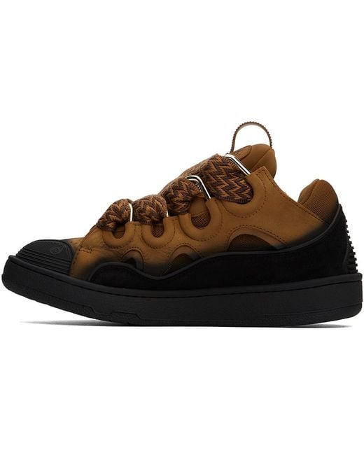 【関税込み】Lanvin SSENSE限定 ブラウン Curb スニーカー Lanvin SSENSE Exclusive Brown & Orange Curb Sneakers Lanvin