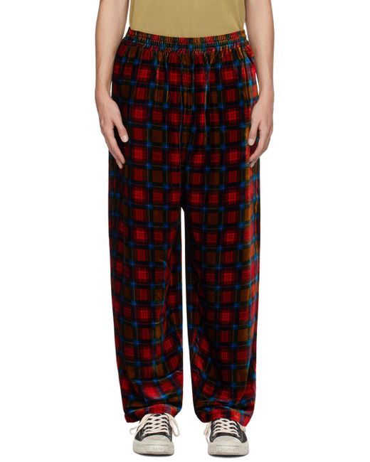 Acne Red Tartan Trousers for men