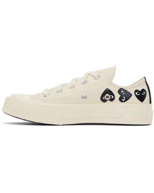 COMME DES GARÇONS PLAY Black Comme Des Garçons Play Beige Converse Edition Chuck 70 Multi Heart Sneakers