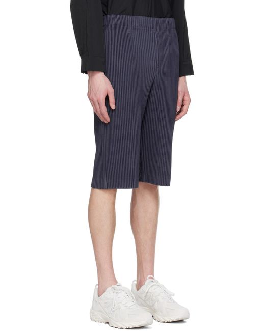 Homme Plissé Issey Miyake Blue Tailored Pleats Shorts for men