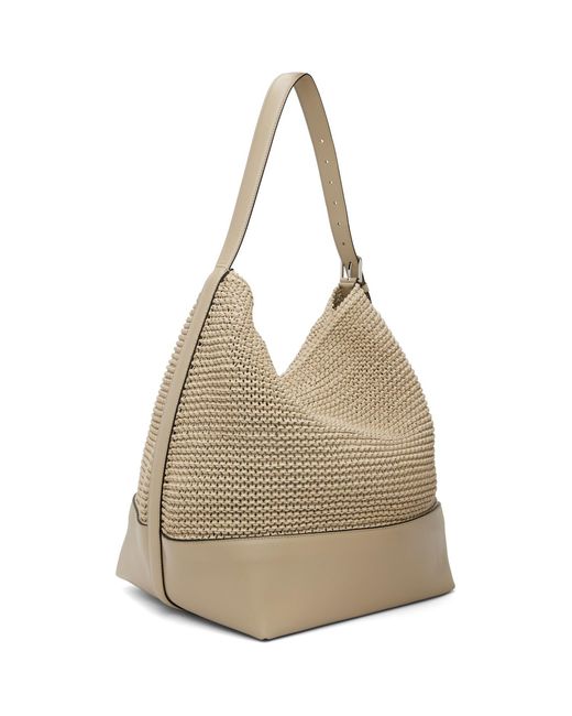 Totême  Gray Taupe Belted Woven-Leather Tote