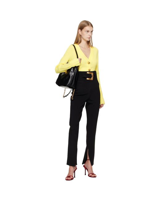 Balmain Black Buttoned V-Neck Light Knit Cardigan