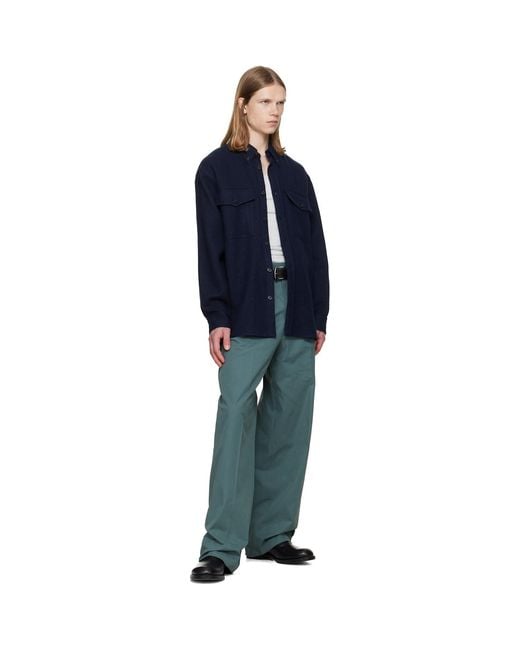 Dries Van Noten Blue Wool Overshirt for men