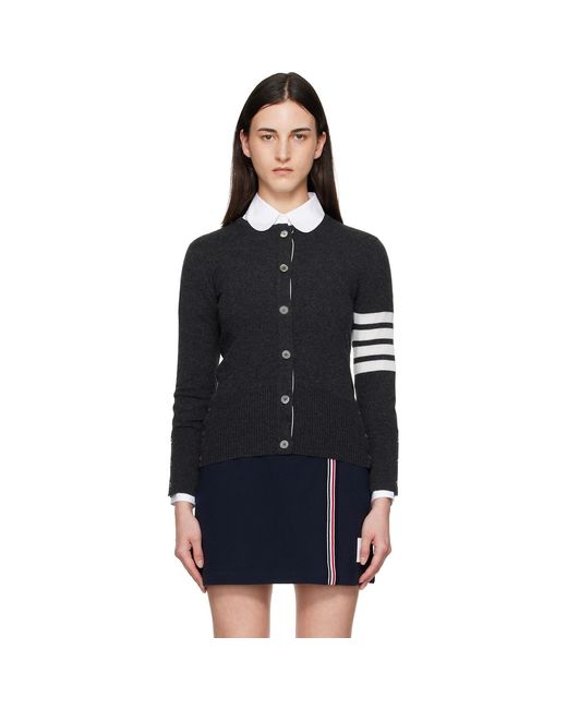 Thom Browne Black Thom E Classic Cashmere 4-bar V-neck Cardigan