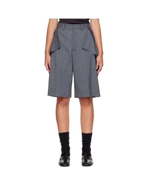 Undercover Gray Up2F1505 Long Panel Shorts
