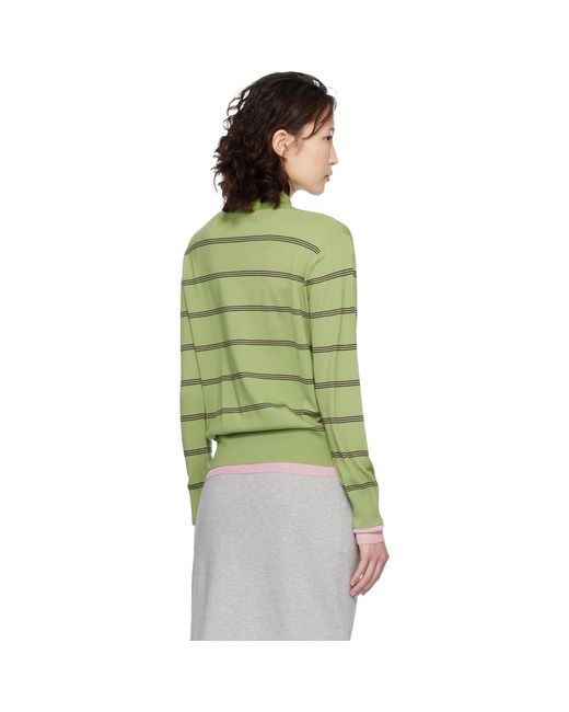 Dries Van Noten Green Merino Wool Polo