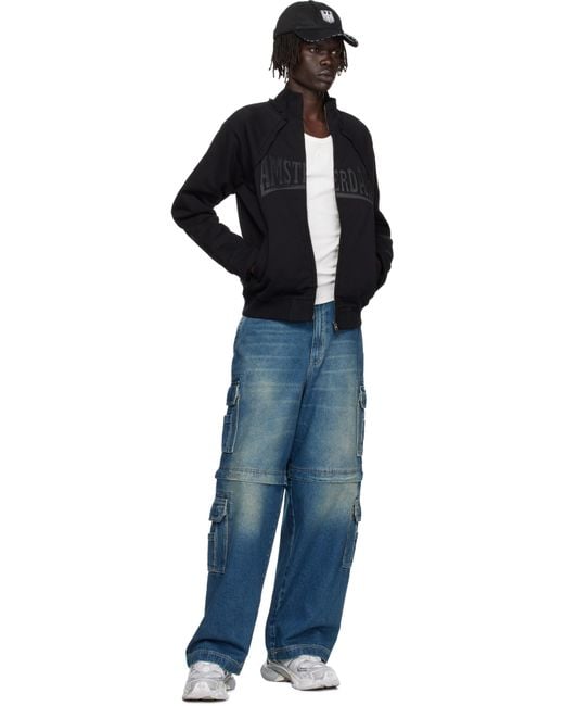 Vetements Blue Hip-Hop Denim Cargo Pants for men