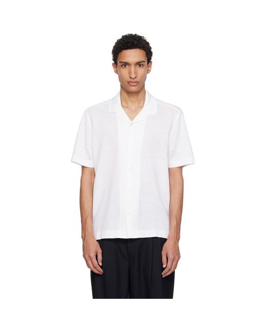 Boss White Camp Collar Shirt for men