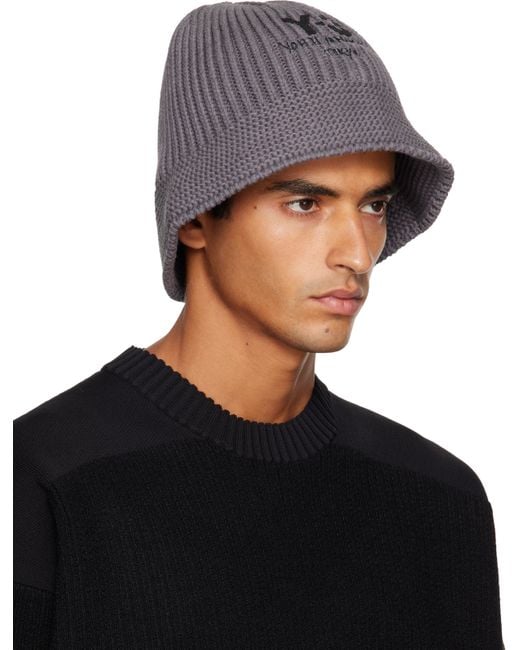メンズ Y-3 グレー Heritage ニット バケットハット ブラック | Lyst