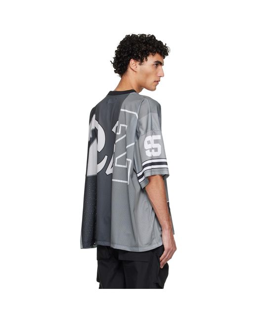 Amiri Black Spliced Oversized Mesh T-Shirt for men