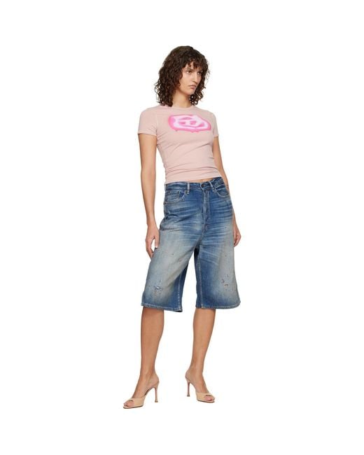 DIESEL Blue Slim Graffiti-Effect Logo T-Shirt