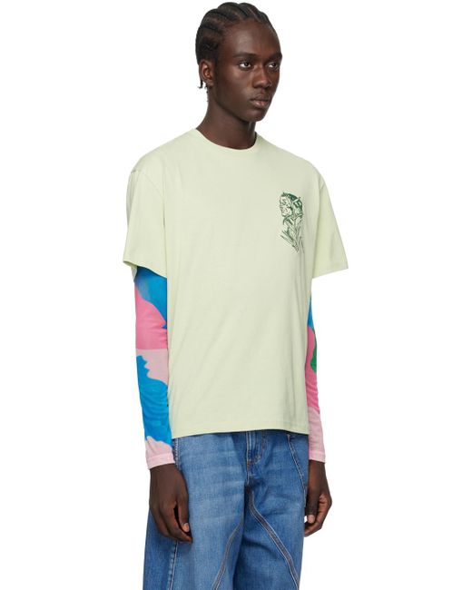 J.W. Anderson Multicolor Green Embroidered T-shirt for men