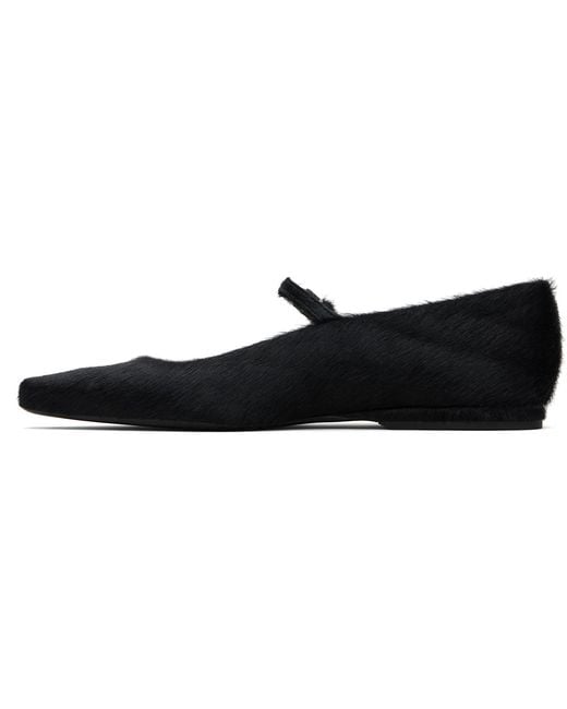 Loulou de Saison Black Leone Pony-Effect Leather Flats