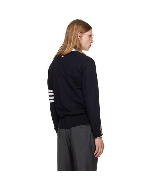 Thom Browne Black Merino Wool 4-Bar Classic Cardigan for men