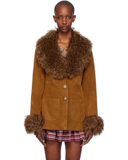 Faux fur tan jacket hotsell