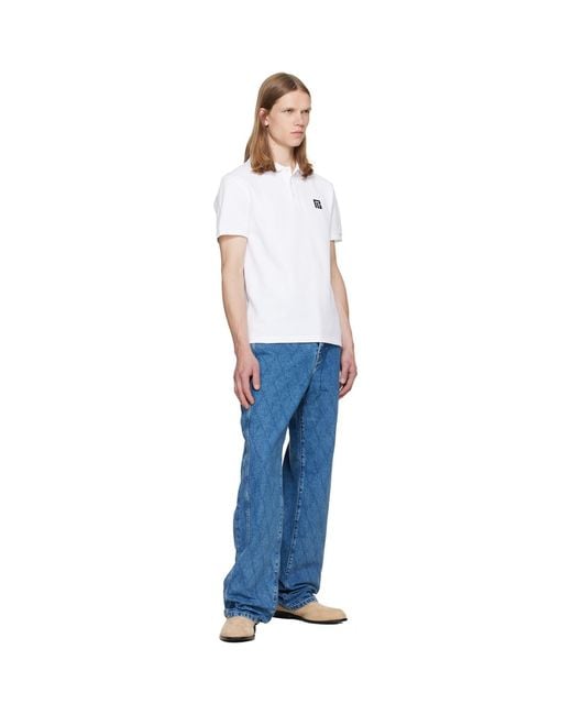 Balmain White Embroidered Cotton Polo for men