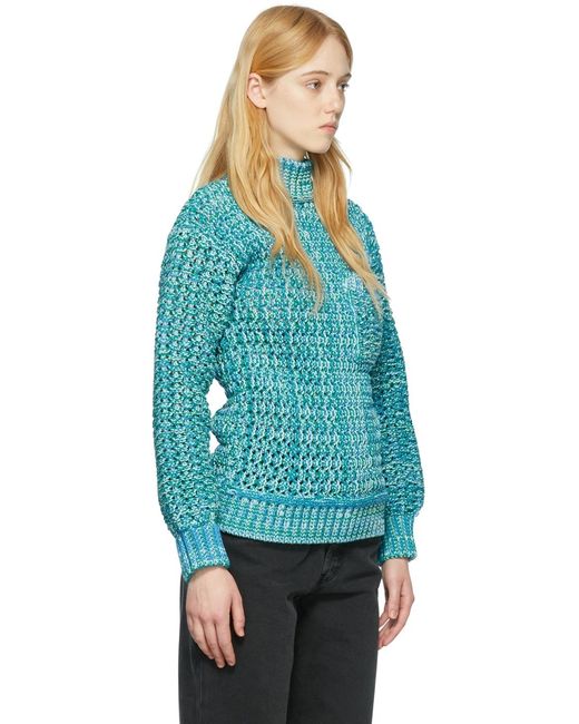 Col Roulé Bleu Et Vert En Coton Ambush en coloris Blue