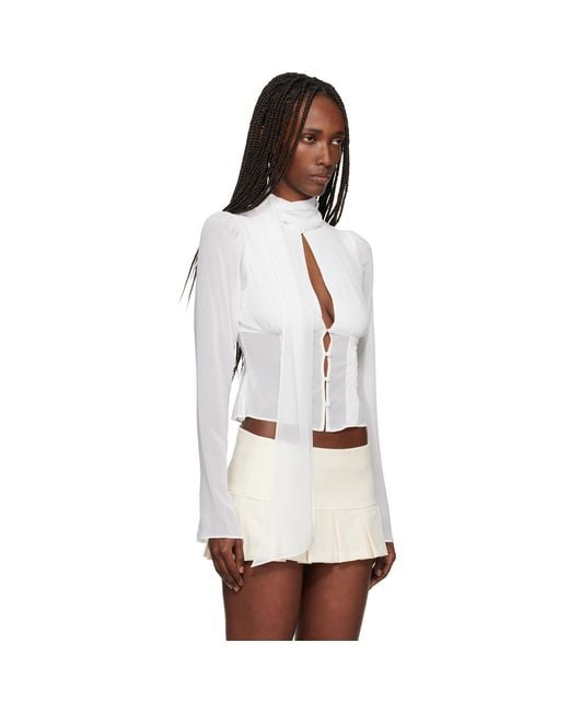 GUIZIO White Ara Long Sleeve Blouse